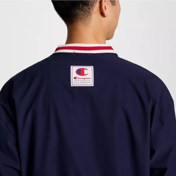 Champion Men's V-Neck Navy Blue Retro Design Pullover Jacket -- Size XL 45/49 - Picture 4 of 8